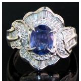 Platinum 2.41ct Natural Sapphire & VS Diamond Ring