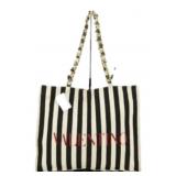 Valentino Striped Logo Chain Tote Bag