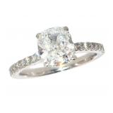 14k Gold 3.25 ct Cushion Lab Diamond Ring