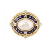 Burberry Faux Pearl Rhinestone Brooch Pin