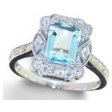 Antique Style 1.50 ct Aquamarine & Diamond Ring