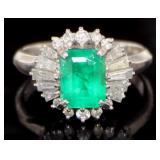 Platinum 2.36 ct Natural Emerald & Diamond Ring