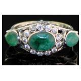 Genuine 1.55 ct Emerald Past Present Future Ring
