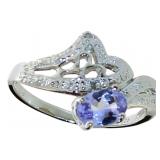 Quality Natural Tanzanite & Diamond Designer Ring