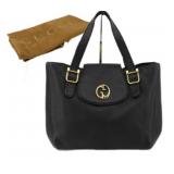 GUCCI Black Leather Tote Bag