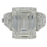 14k Gold 9.60 ct Emerald Cut Lab Diamond Ring