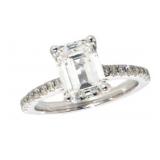 14k Gold 2.86 ct Emerald Cut Lab Diamond Ring
