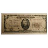 1929 - $20 Bank Note Philadelphia, PA Bank Note