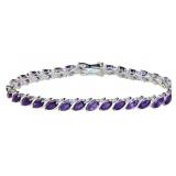 Genuine 12.75 ct Amethyst S Link Tennis Bracelet