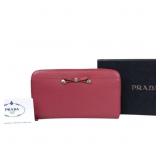 Prada Saffiano Leather Bow Zippy Wallet