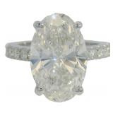 14k Gold 6.28 ct Oval Cut Lab Diamond Ring