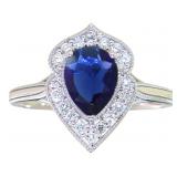 Pear Cut 1.25 ct Sapphire & Diamond Ring