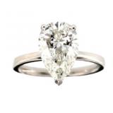 14k Gold 3.37 ct Pear Cut Lab Diamond Ring
