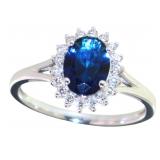 Oval 1.25 ct Sapphire & Diamond Halo Ring