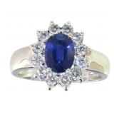 14kt Gold 1.95 ct Natural Sapphire & Diamond Ring