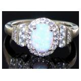 Oval White Opal Designer Ring