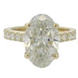 14k Gold 5.69 ct Oval Cut Lab Diamond Ring