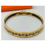 Hermes Enamel PM Anchor Motif Gold Bangle