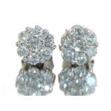 10kt White Gold 1/2 ct Cluster Diamond Earrings