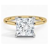 14kt Gold Princess Cut 2.75 ct Lab Diamond Ring
