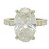 14k Gold 6.22 ct Oval Cut Lab Diamond Ring