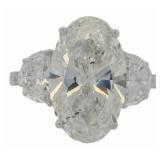 14k Gold 6.85 ct Oval Cut Lab Diamond Ring