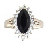 Platinum 3.78 ct Fancy Marquise Black Diamond Ring