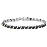 Genuine 12.75 ct Black Onyx S LInk Tennis Bracelet