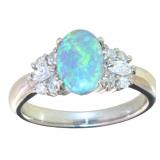 Platinum 1.72 ct Natural Black Opal & Diamond Ring