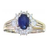 Platinum 1.28 ct Natural Sapphire & Diamond Ring