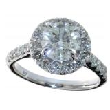 14k White Gold 2.43 ct Round Cut Diamond Ring