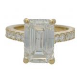 14k Gold 5.5 ct Emerald Cut Lab Diamond Ring