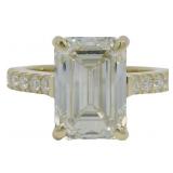 14k Gold 6.15 ct Emerald Cut Lab Diamond Ring
