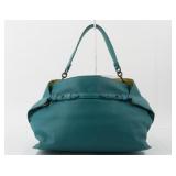 Bottega Veneta Teal Leather Satchel Handbag