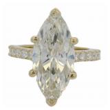 14k Gold 6.11 ct Marquise Cut Lab Diamond Ring