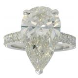 14k Gold 6.25 ct Pear Cut Lab Diamond Ring