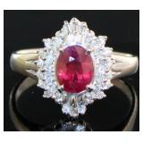 Platinum 1.34 ct GIA Ruby & Diamond Ring