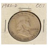 1950-D Denver Mint Franklin Half Dollar Coin