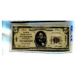 1922 Pennsylvania $5 National Bank Currency