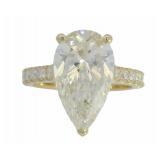 14k Gold 5.58 ct Pear Cut Lab Diamond Ring
