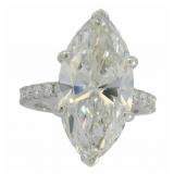 14k Gold 9.55 ct Marquise Cut Lab Diamond Ring