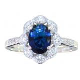 Oval Vintage Style 1.75 ct Sapphire & Diamond Ring