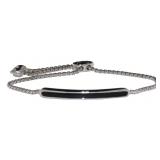 Black Enamel Sterling Silver Bolo Bracelet