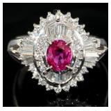 Platinum 1.75 ct GIA Ruby & Diamond Ring