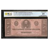 1863 $1 Confederate States Bank Note