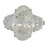14k Gold 6.38 ct Oval Cut Lab Diamond Ring