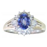 Platinum 1.21ct Natural Sapphire & VS Diamond Ring