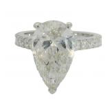 14k Gold 5.57 ct Pear Cut Lab Diamond Ring