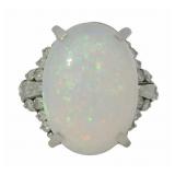 Platinum 12.11ct Natural Opal & Diamond Ring