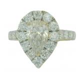 14k Gold 2.58 ct VVS Pear Cut Lab Diamond Ring